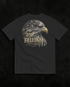 Freedom black heavyweight T-shirt with patriotic eagle graphic - product-only view