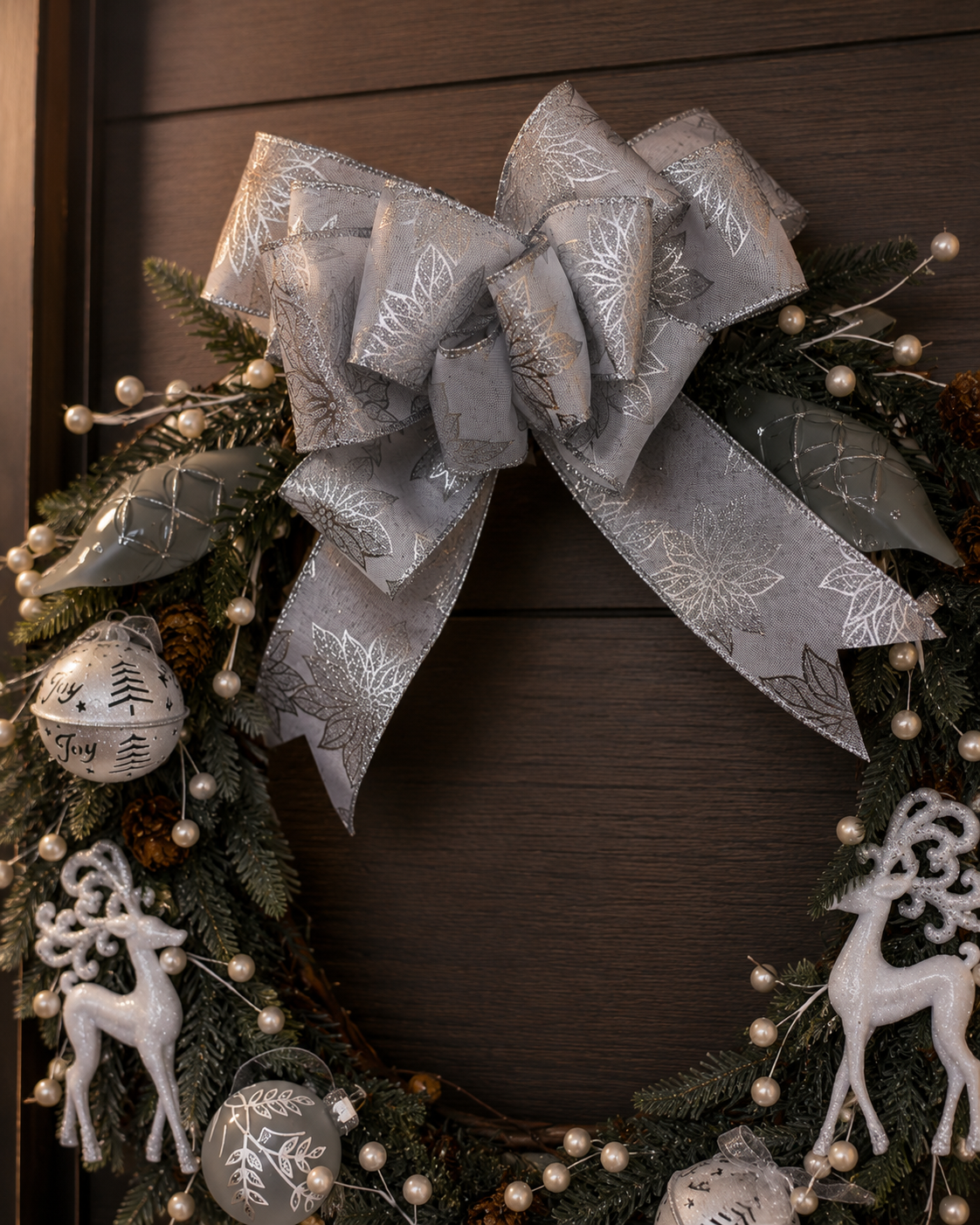 Silver Frost handcrafted winter wreath with silver accents - view 5