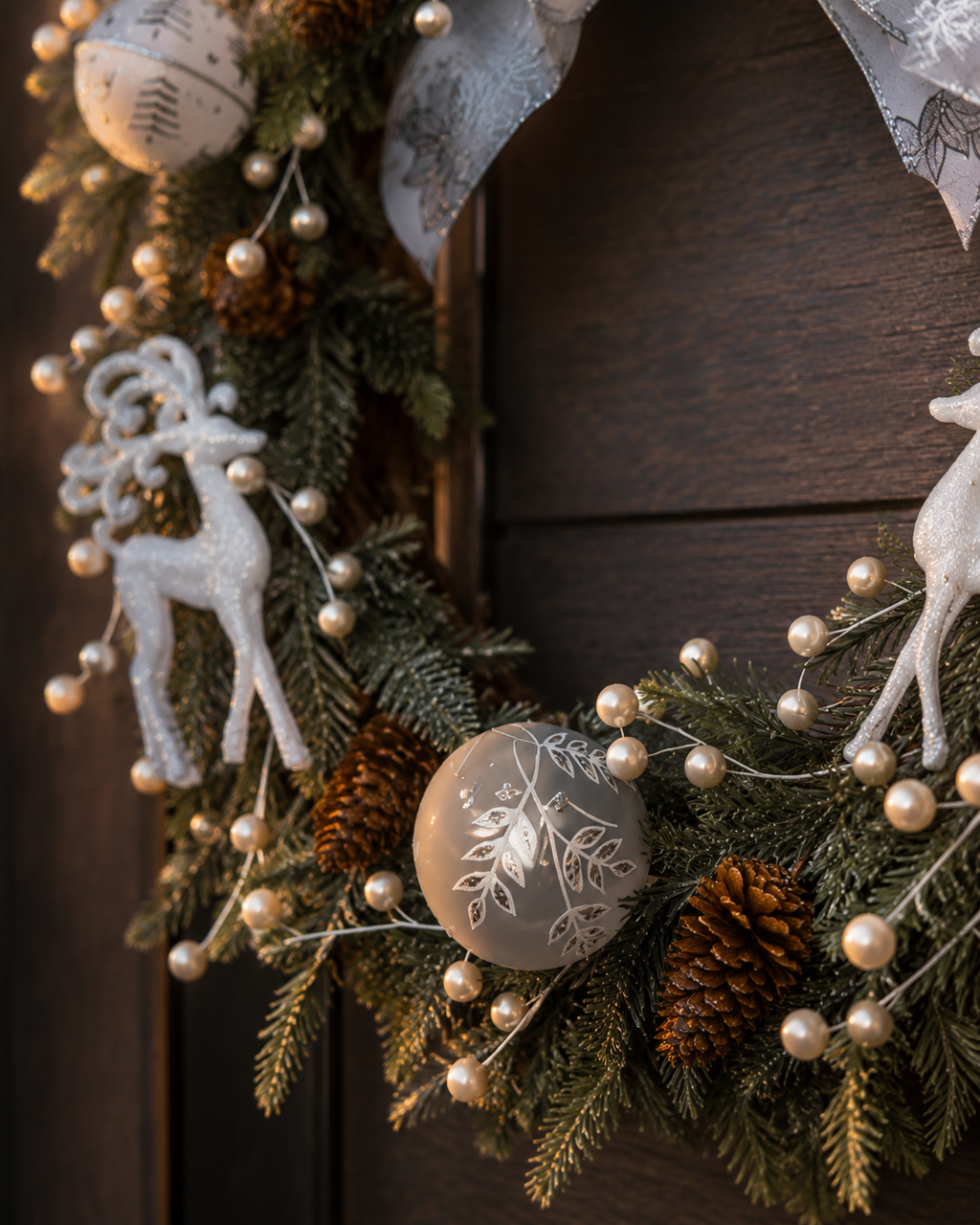Silver Frost handcrafted winter wreath with silver accents - view 8