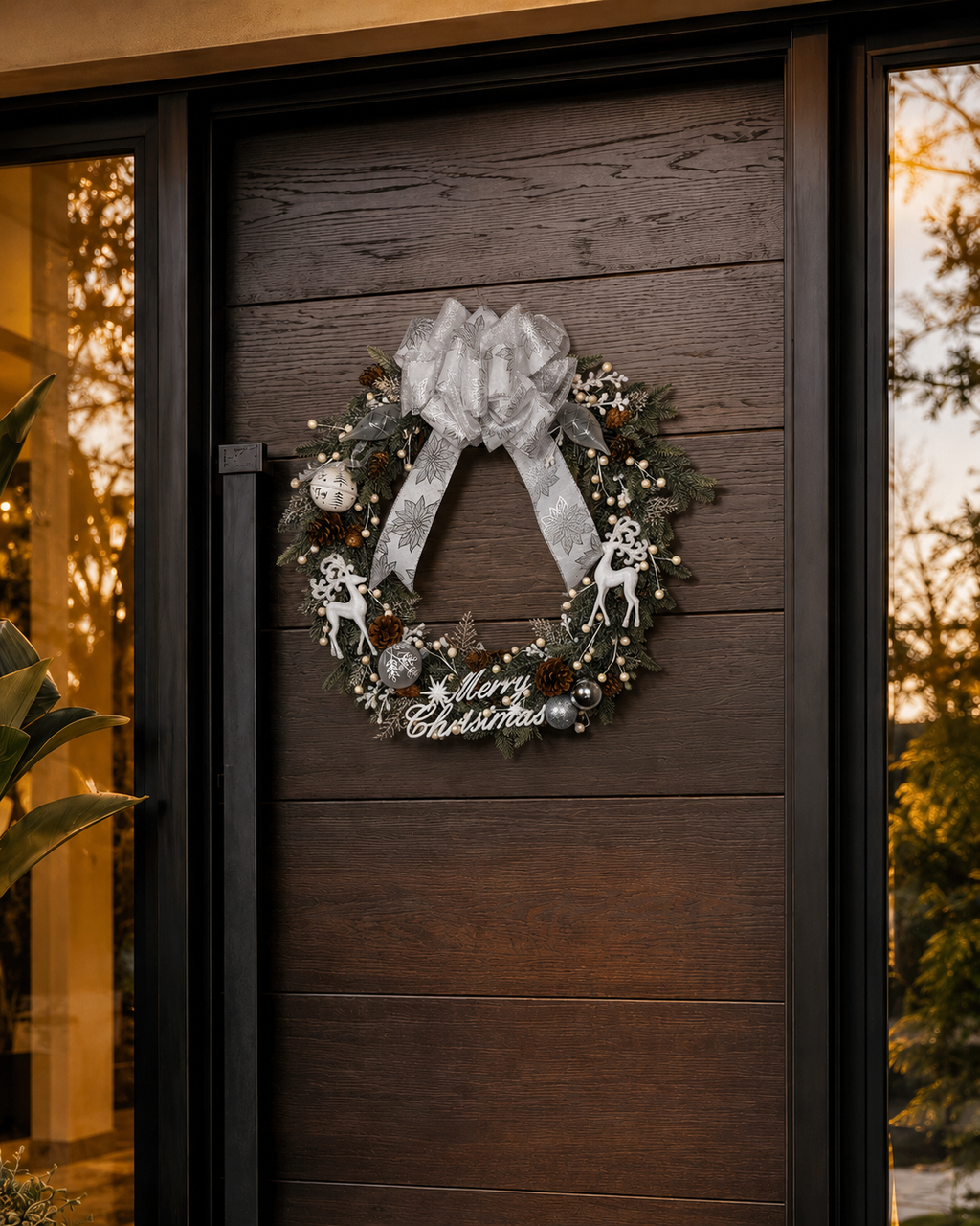 Silver Frost handcrafted winter wreath with silver accents - view 3
