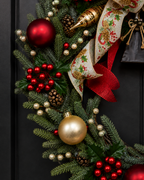 Woodland Bell handcrafted Christmas wreath with red berries and bells - view 6