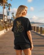 Light black heavyweight T-shirt with faith-inspired flame design - lifestyle view 2