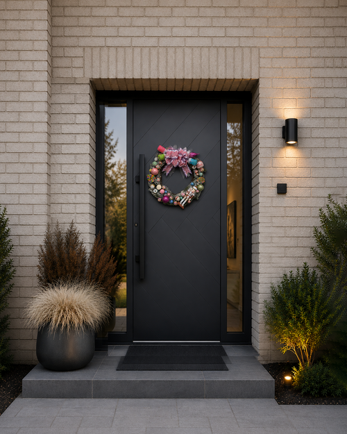 Candy Land handcrafted Christmas wreath with colorful candy accents - view 2