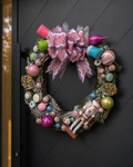 Candy Land handcrafted Christmas wreath with colorful candy accents - view 1