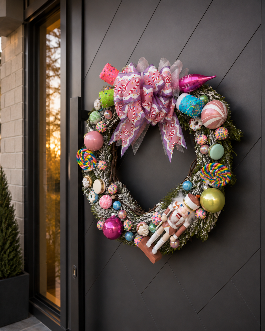 Candy Land handcrafted Christmas wreath with colorful candy accents - view 3