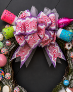 Candy Land handcrafted Christmas wreath with colorful candy accents - view 4