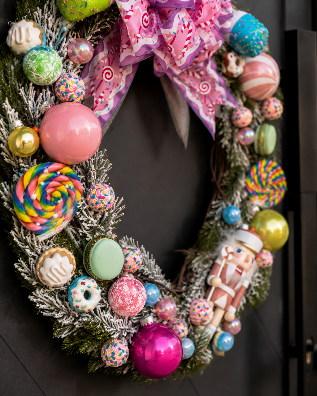 Candy Land handcrafted Christmas wreath with colorful candy accents - view 5